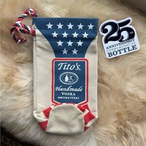 Titos Vodka 25th Anniversary Embroidered Canvas Drawstring Bag American Flag NEW